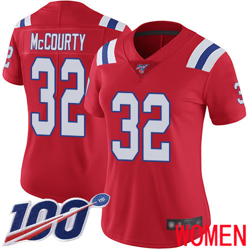 New England Patriots Football #32 100th Limited Red Women Devin McCourty Alternate NFL Jersey->women nfl jersey->Women Jersey